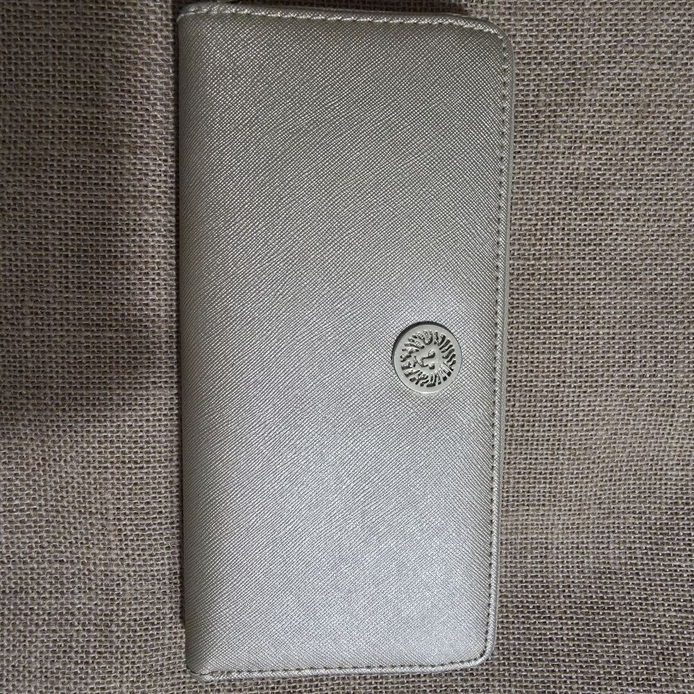 Anne Klein Gold Saffiano Long Wallet with Round Logo